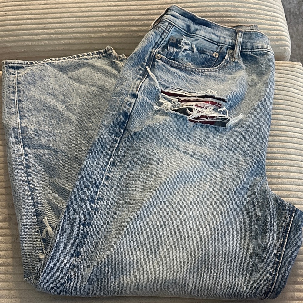 American Eagle Outfitters Light Wash Distressed Ankle Jeans